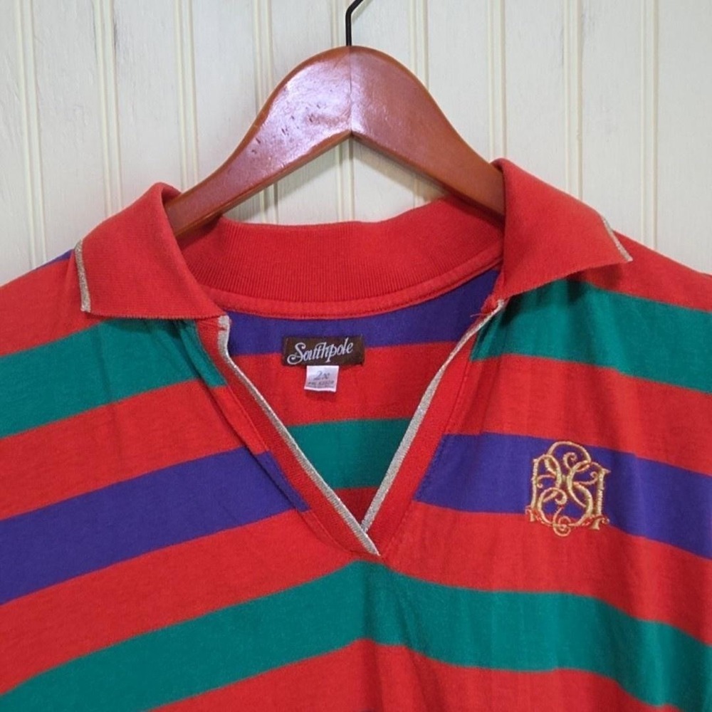 Southpole Polo Shirt Womens Plus 2X Multicolor Collared Short Sleeve Striped Top